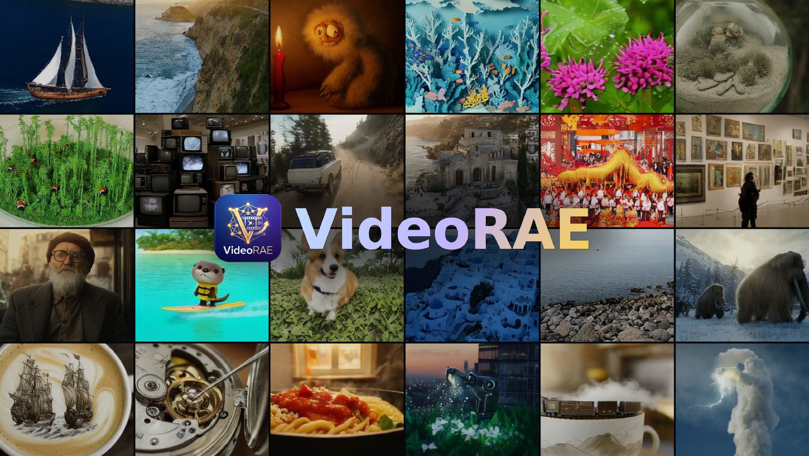 VideoRAE Figure 1: text-to-video samples from an 11B OpenSora2 model adapted to VideoRAE-3D